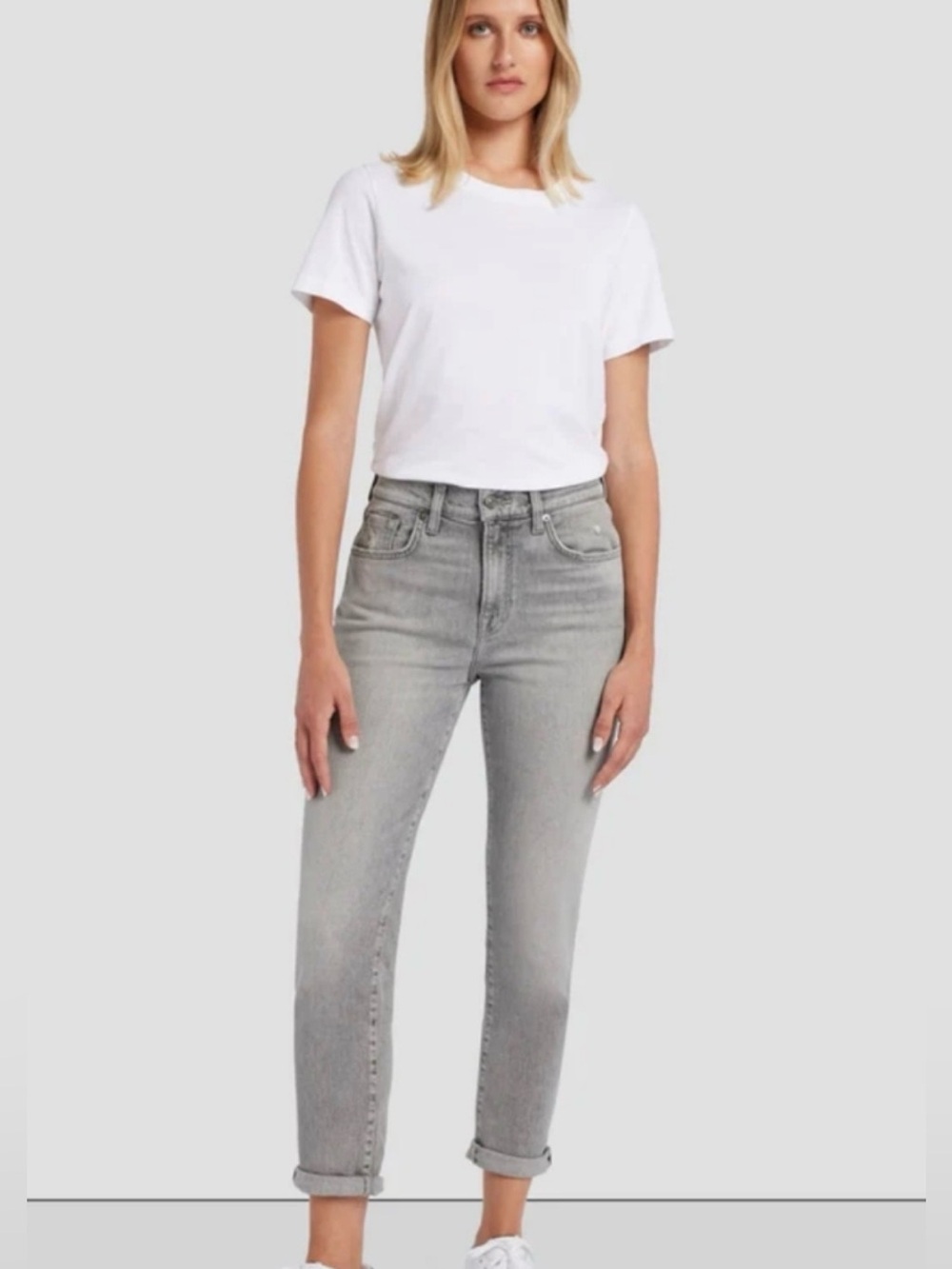 7 for All Mankind Josefina Luxe Vintage Char Grey Boyfriend denim 28